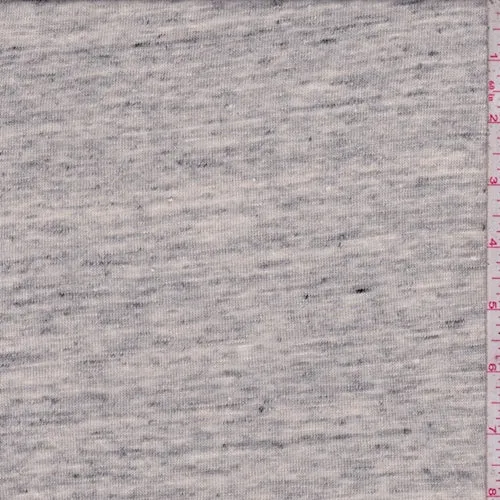Light Heather Grey Slub Cotton/Linen Jersey Knit Fabric