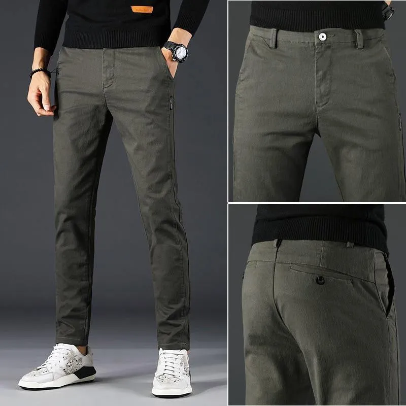 Men Slim Fit Cotton Classic/Casual Pants