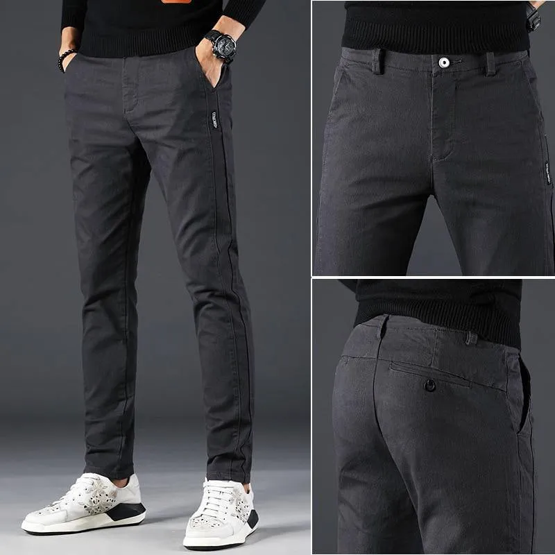 Men Slim Fit Cotton Classic/Casual Pants