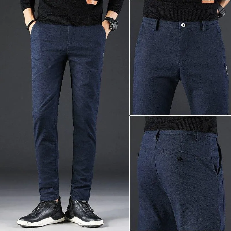 Men Slim Fit Cotton Classic/Casual Pants