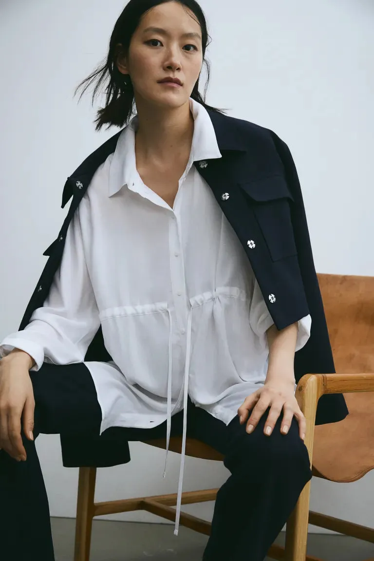 Mom blouse with belt H&M, white