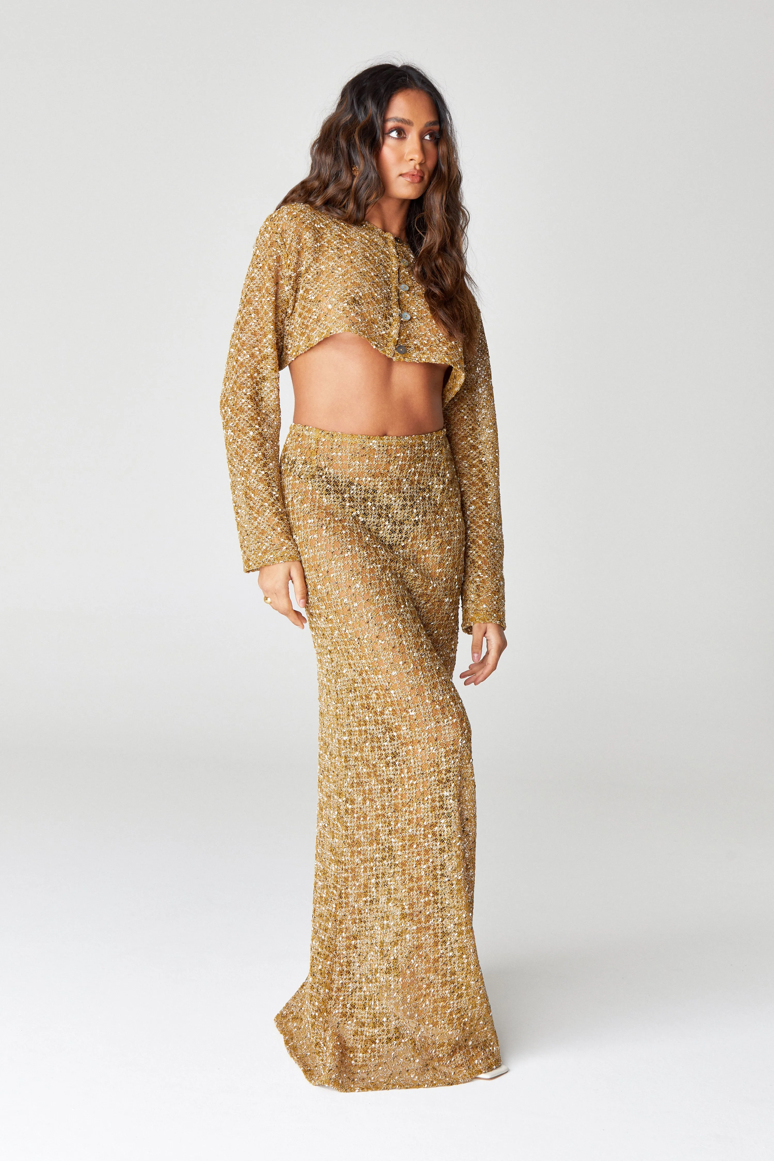 Mustard Knitted Maxi skirt