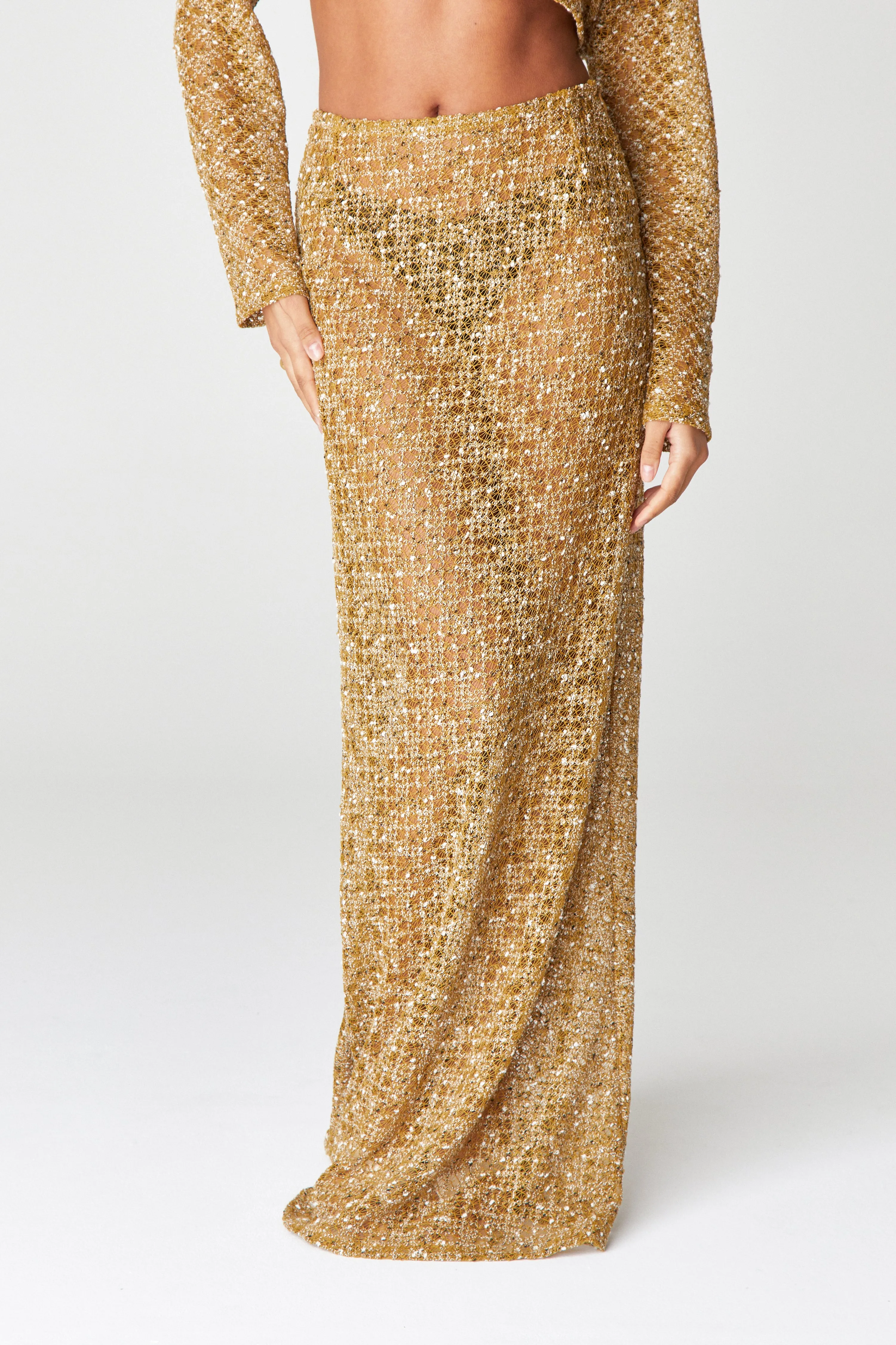 Mustard Knitted Maxi skirt