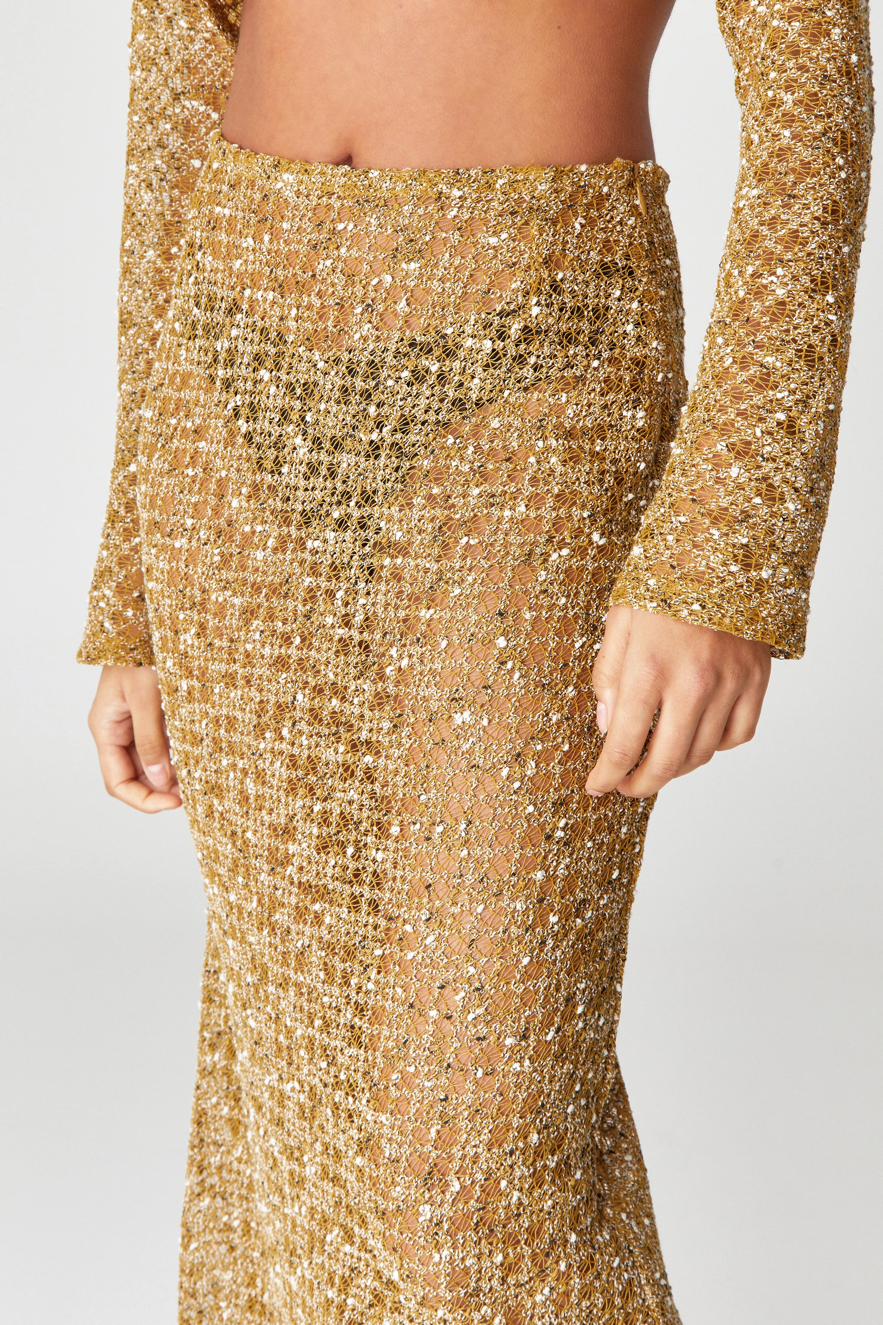 Mustard Knitted Maxi skirt