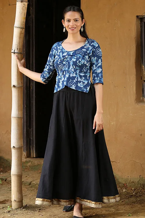 Okhai 'Blue Water' Pure Cotton Indigo Rabari Blouse