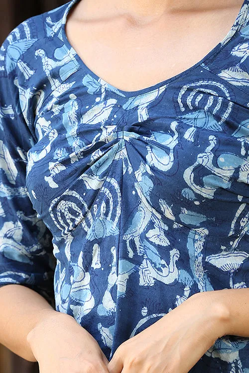 Okhai 'Blue Water' Pure Cotton Indigo Rabari Blouse