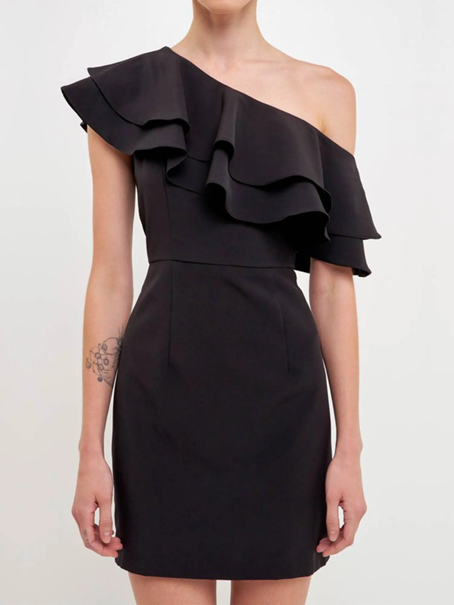 One Shoulder Mini Dress - Endless Rose