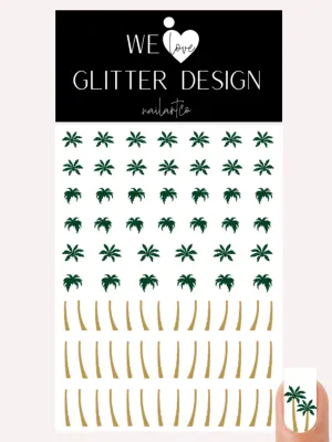 Palm Tree (2 Tone) Nail Decal | Dark Green-Light Brown