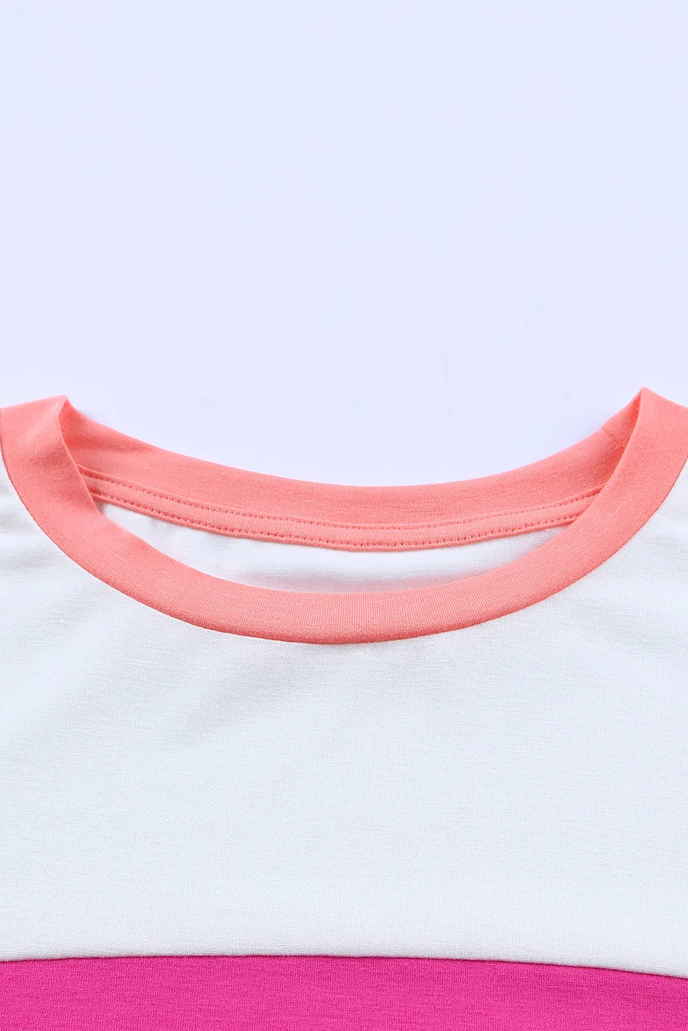 Pink Color Block Bubble Striped Sleeve Top
