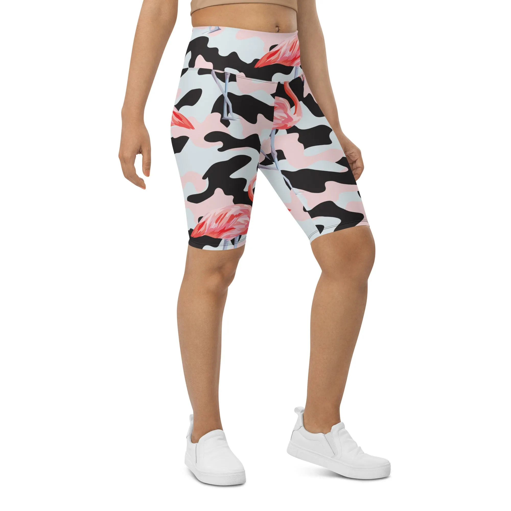 Pink Flamingo Camo Biker Shorts