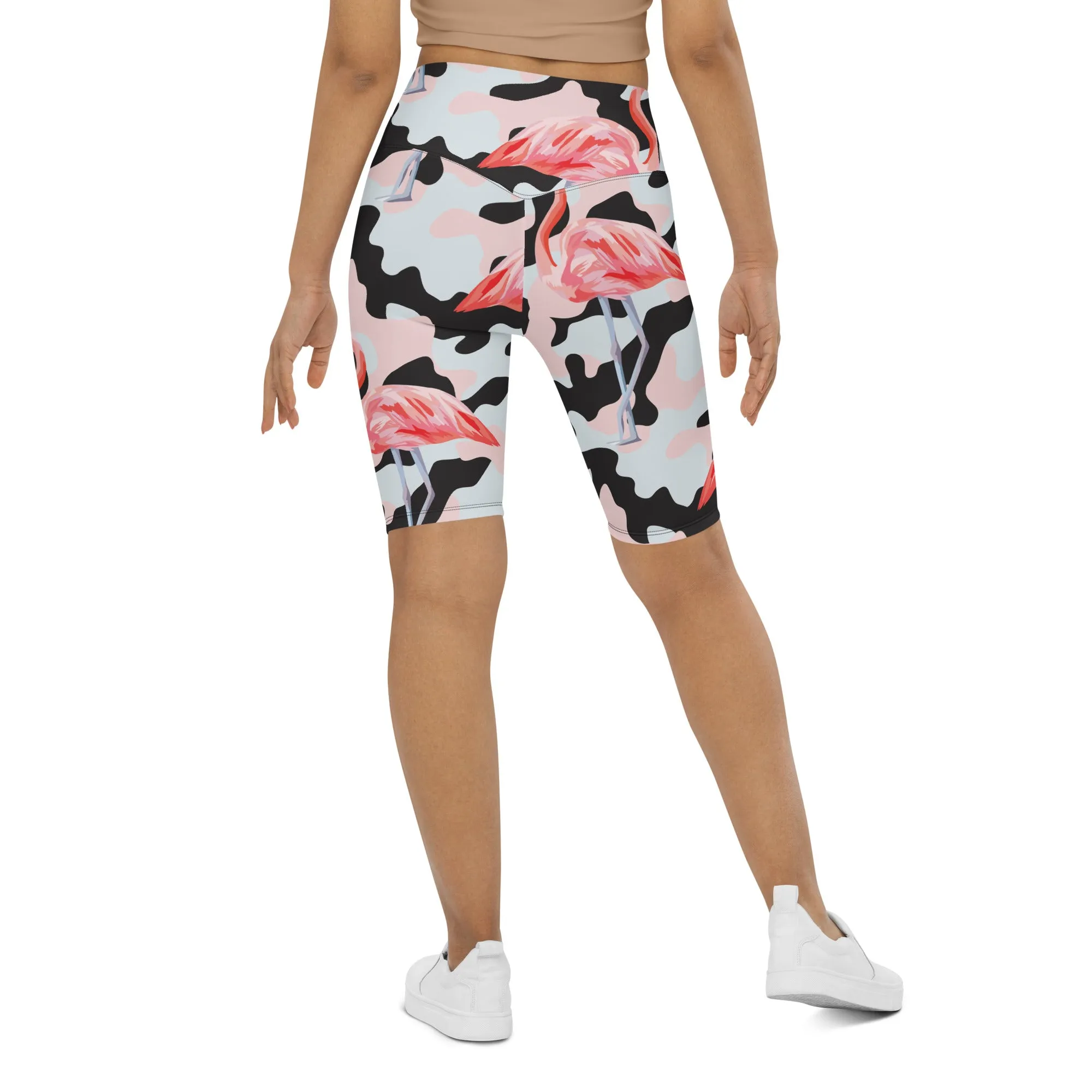 Pink Flamingo Camo Biker Shorts