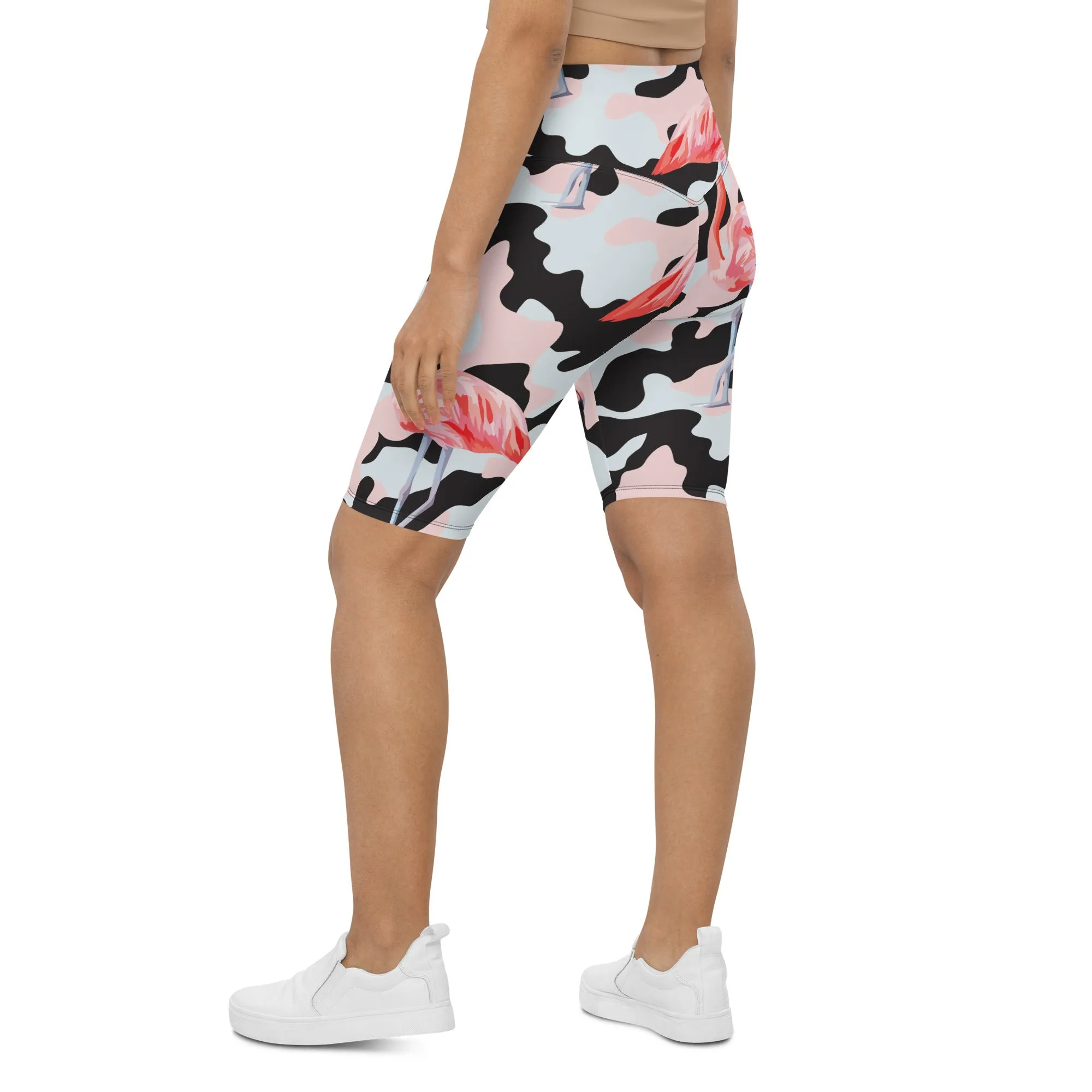 Pink Flamingo Camo Biker Shorts
