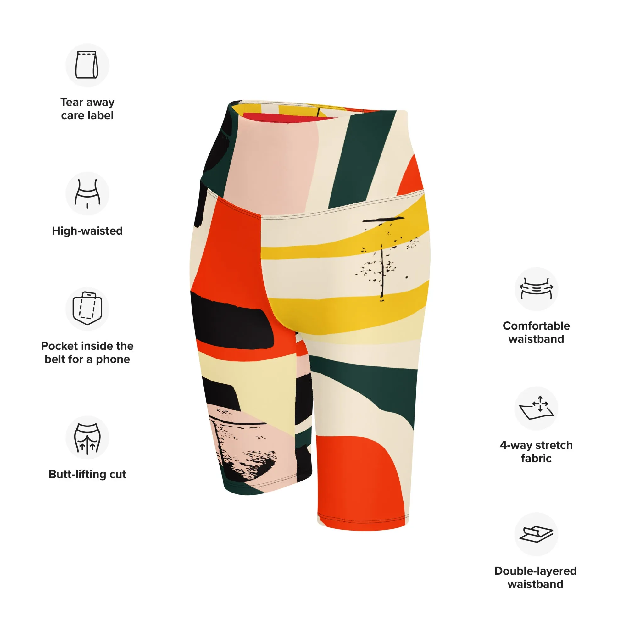 Printed Biker Shorts "Stripe Art"