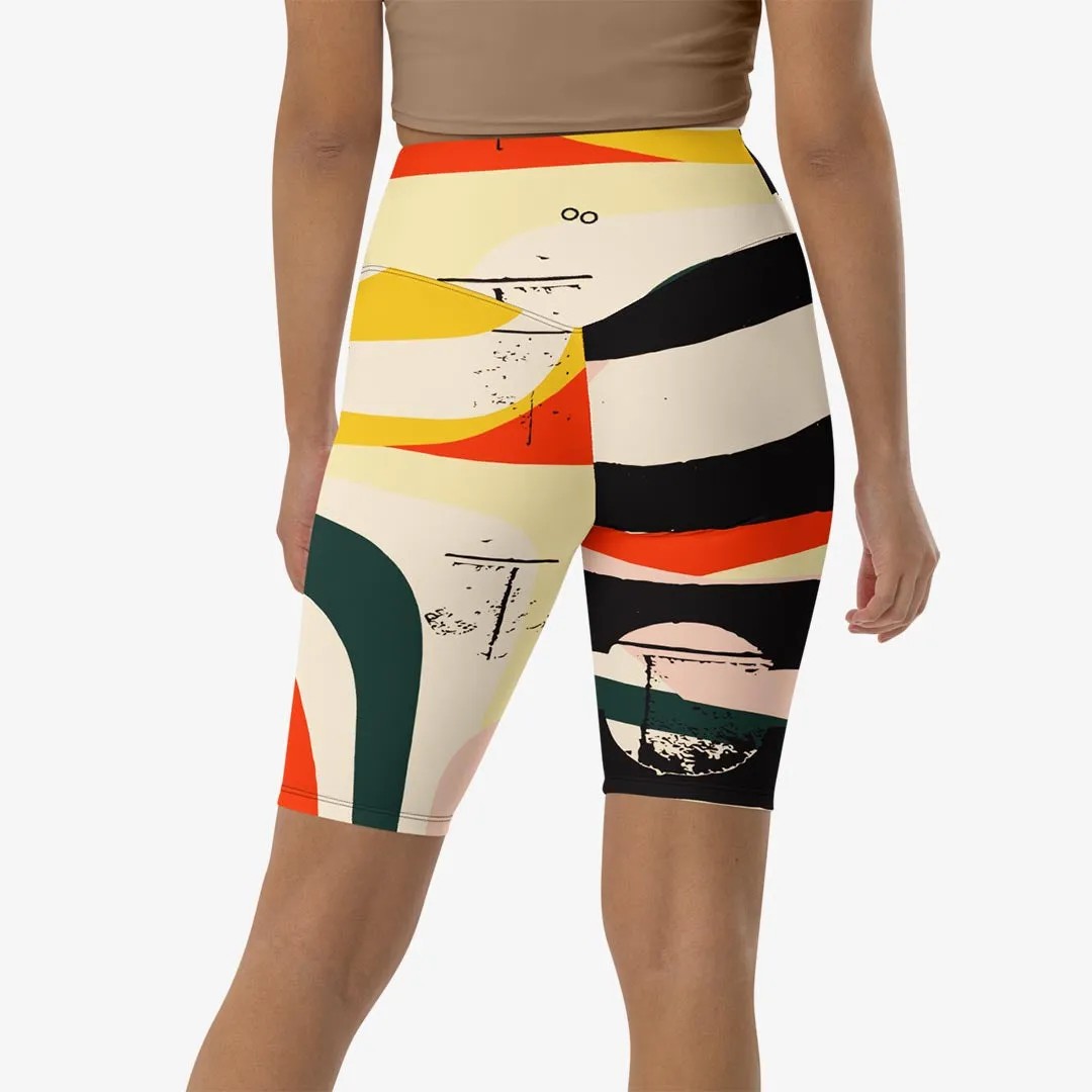 Printed Biker Shorts "Stripe Art"