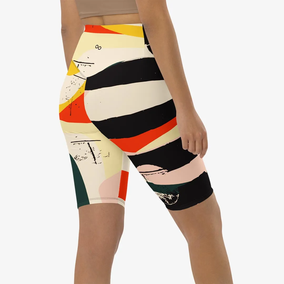 Printed Biker Shorts "Stripe Art"