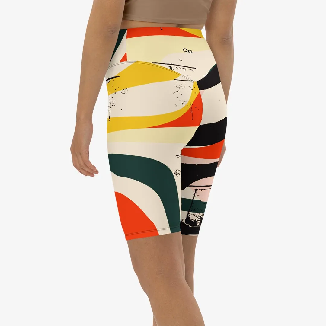 Printed Biker Shorts "Stripe Art"