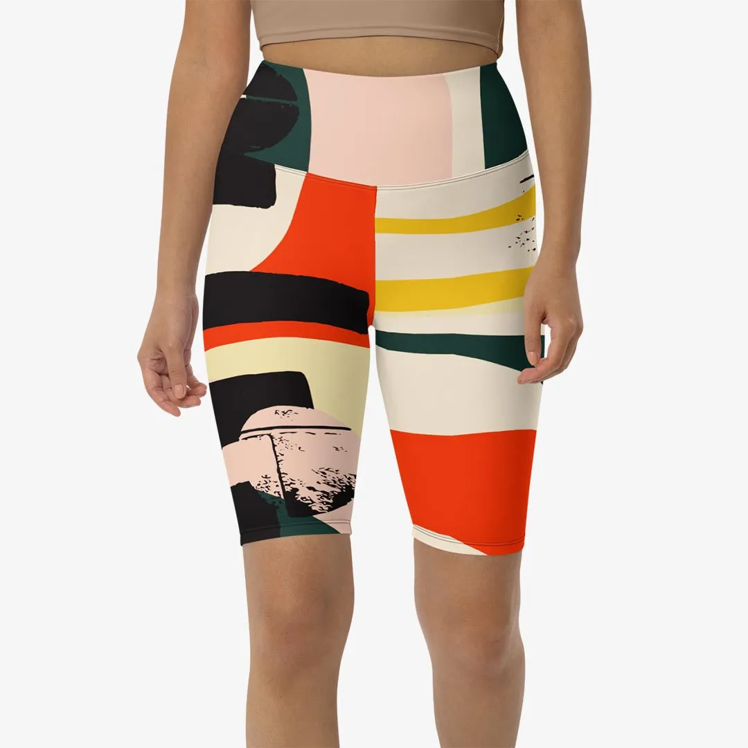 Printed Biker Shorts "Stripe Art"