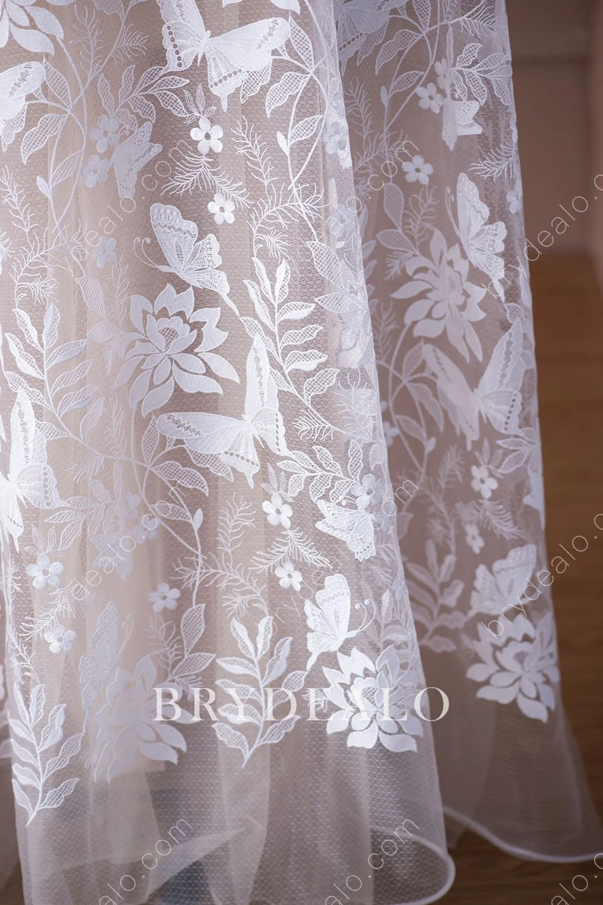 Romantic Flower Butterfly Designer Lace Fabric