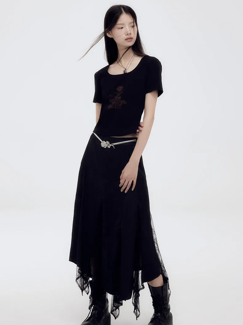 Rose Casual Chic U-Neck T-Shirt