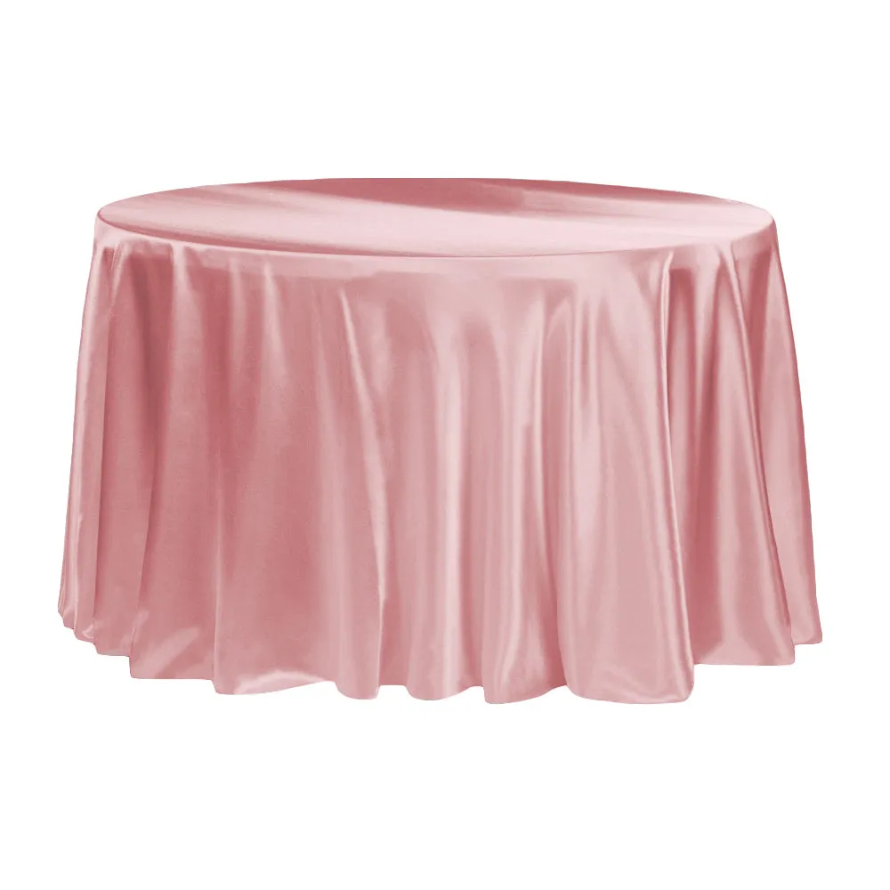 Satin 132" Round Tablecloth - Dusty Rose/Mauve