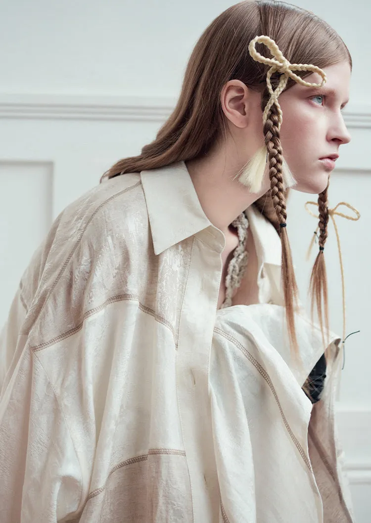 Set-Up Oversize Patchwork Asymmetry Chic Shirt＆Long-Skirt