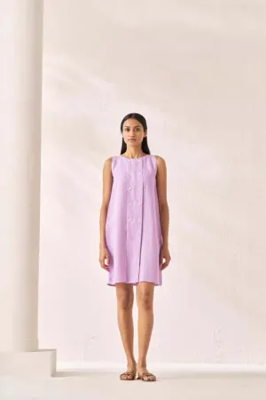 Sleeveless Box Pleat Dress Lavender