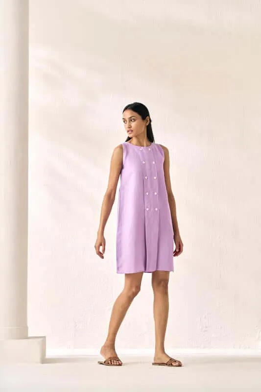Sleeveless Box Pleat Dress Lavender
