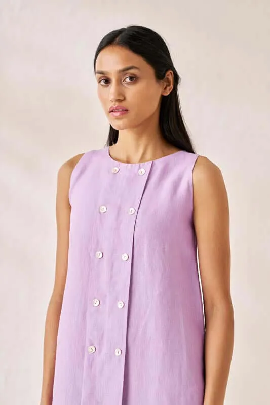 Sleeveless Box Pleat Dress Lavender