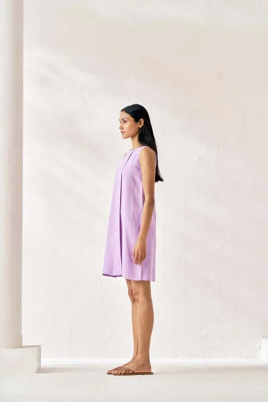 Sleeveless Box Pleat Dress Lavender