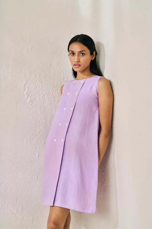 Sleeveless Box Pleat Dress Lavender