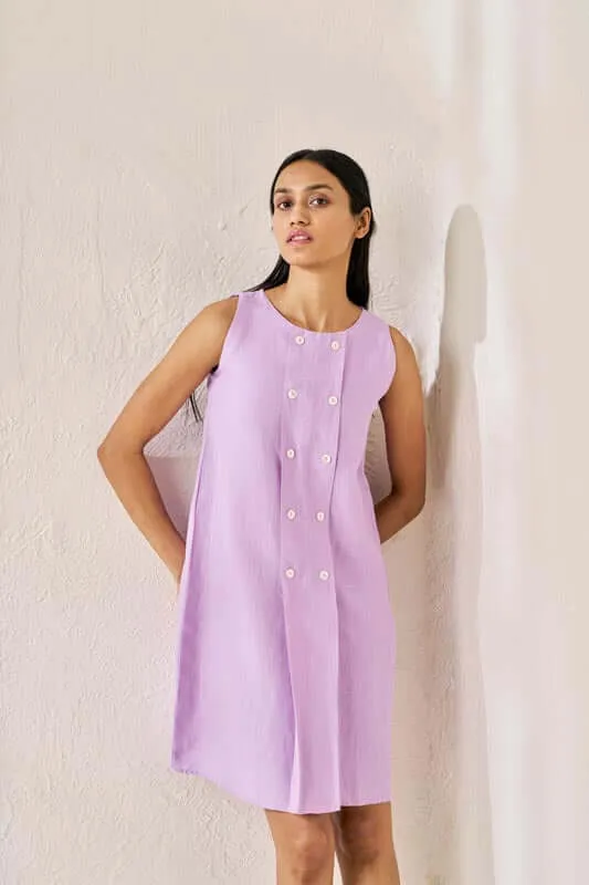 Sleeveless Box Pleat Dress Lavender