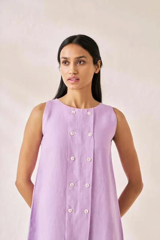 Sleeveless Box Pleat Dress Lavender