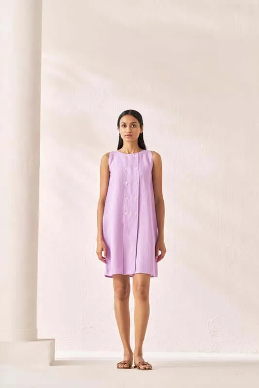 Sleeveless Box Pleat Dress Lavender