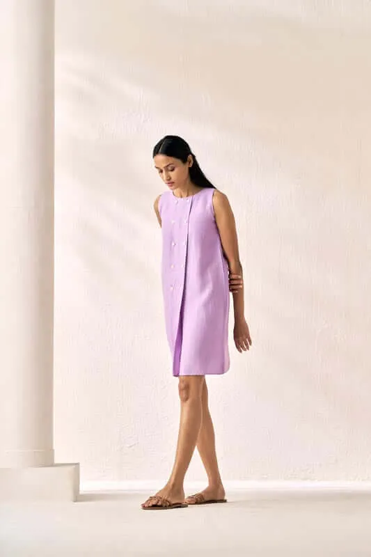 Sleeveless Box Pleat Dress Lavender