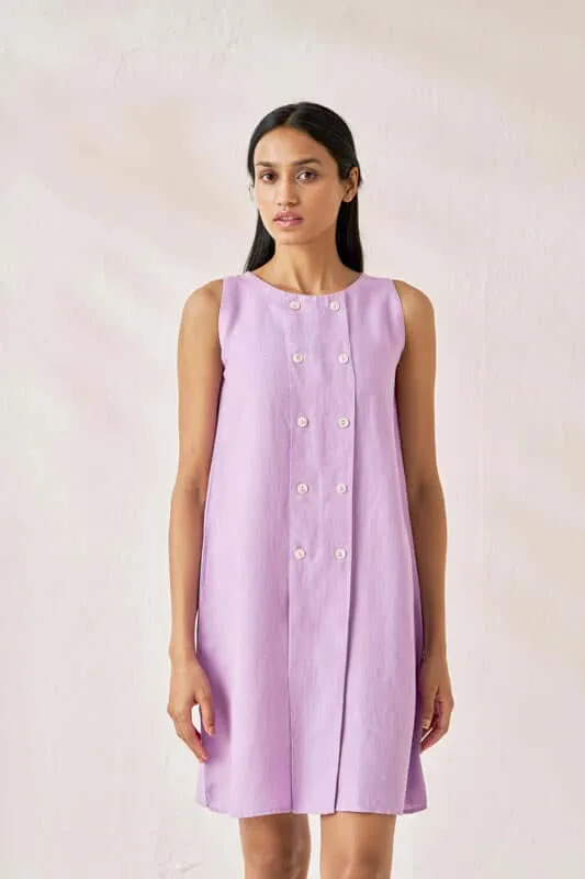 Sleeveless Box Pleat Dress Lavender