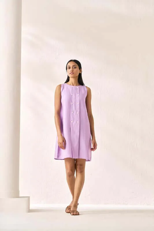 Sleeveless Box Pleat Dress Lavender
