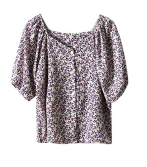 Summer Women's Blouses Shirts Cotton Blended