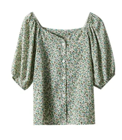 Summer Women's Blouses Shirts Cotton Blended