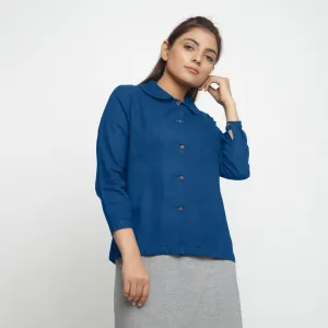 Teal 100% Cotton Peter Pan Button-Down Shirt