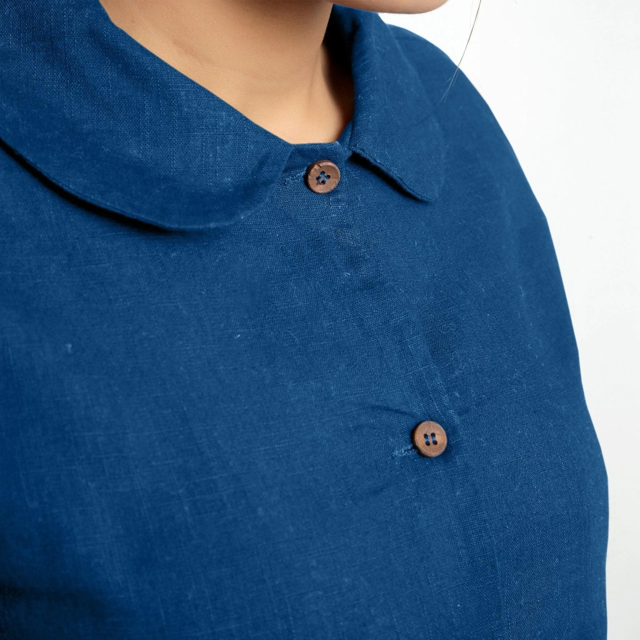 Teal 100% Cotton Peter Pan Button-Down Shirt