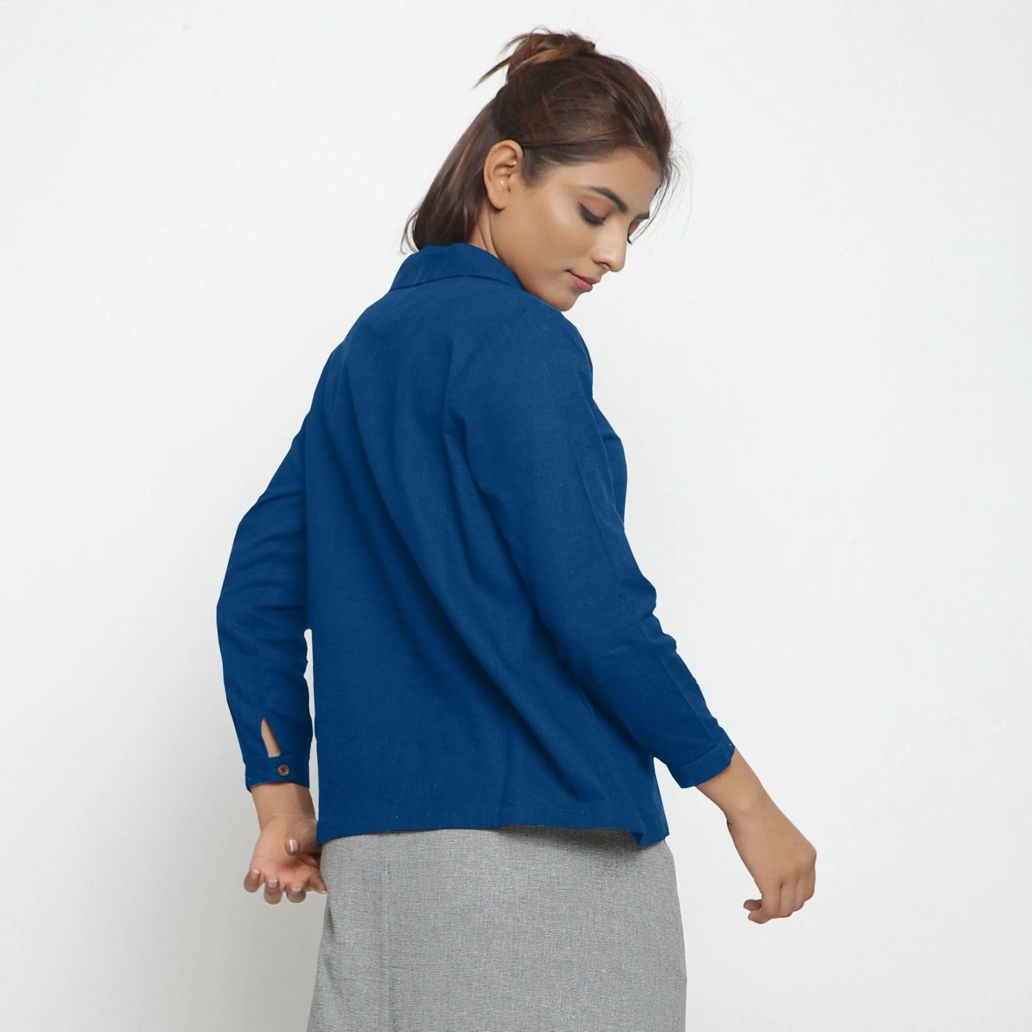 Teal 100% Cotton Peter Pan Button-Down Shirt