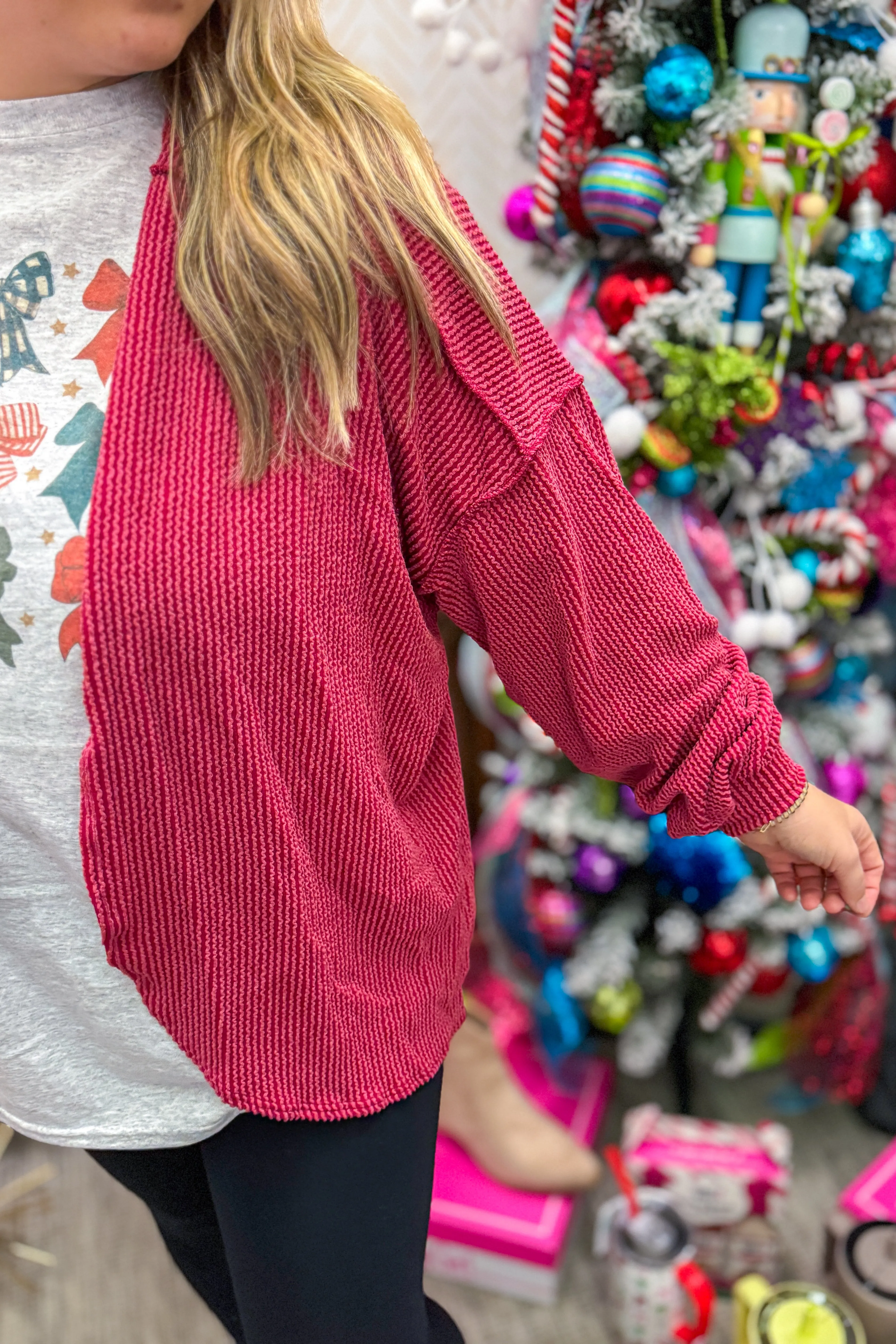 The Amanda Ribbed Cardigan, Red