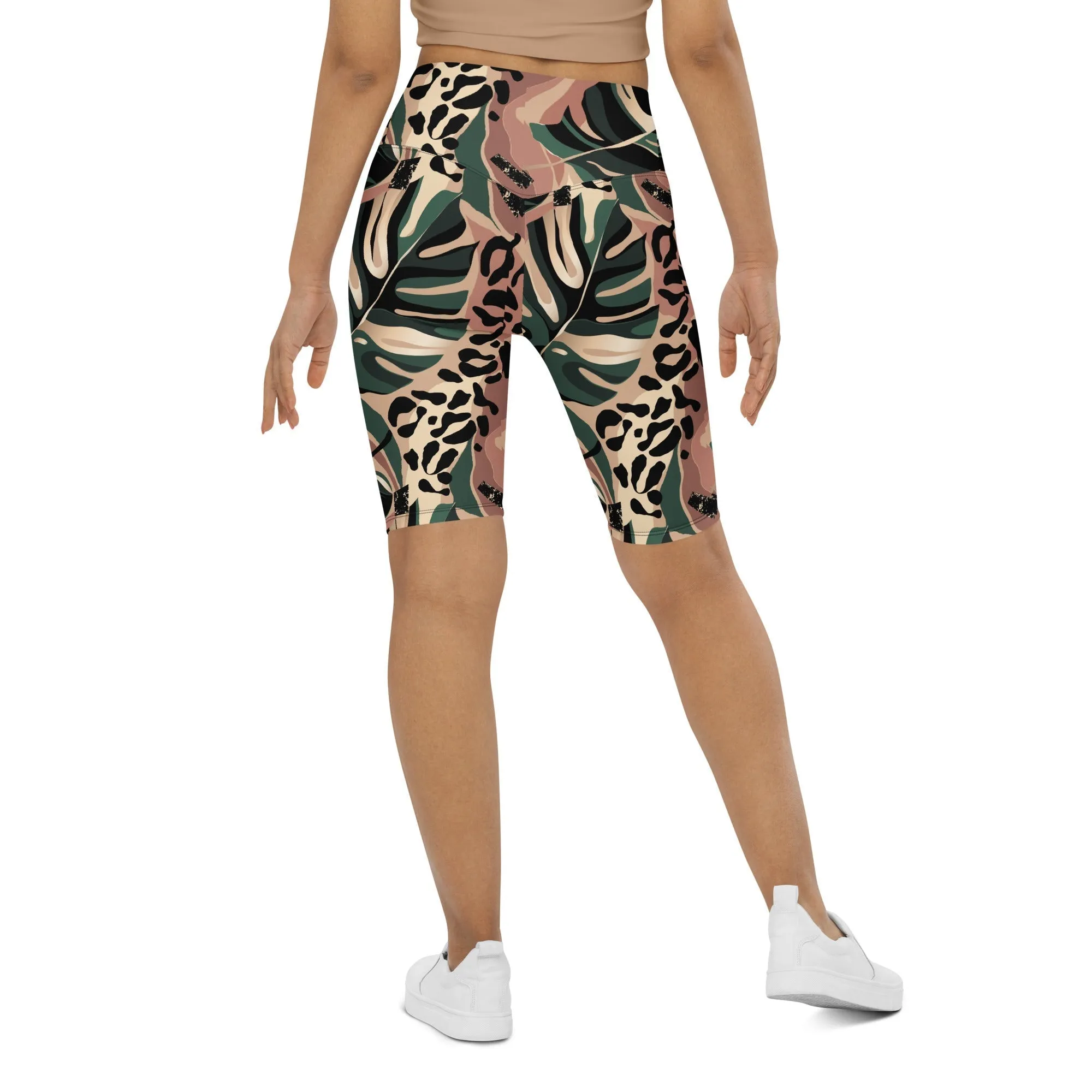 Tropical Leopard Biker Shorts
