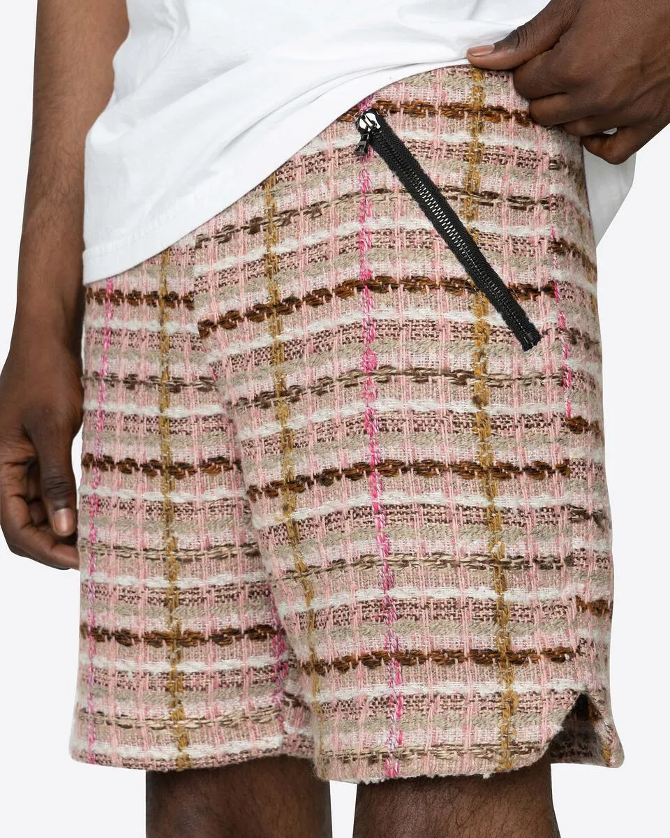 Tweed Trucker Shorts - Pink