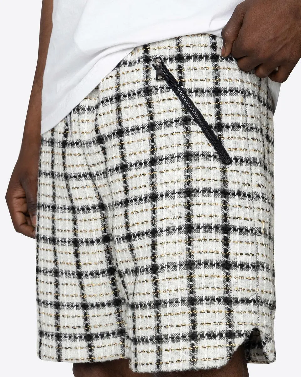 Tweed Trucker Shorts - White