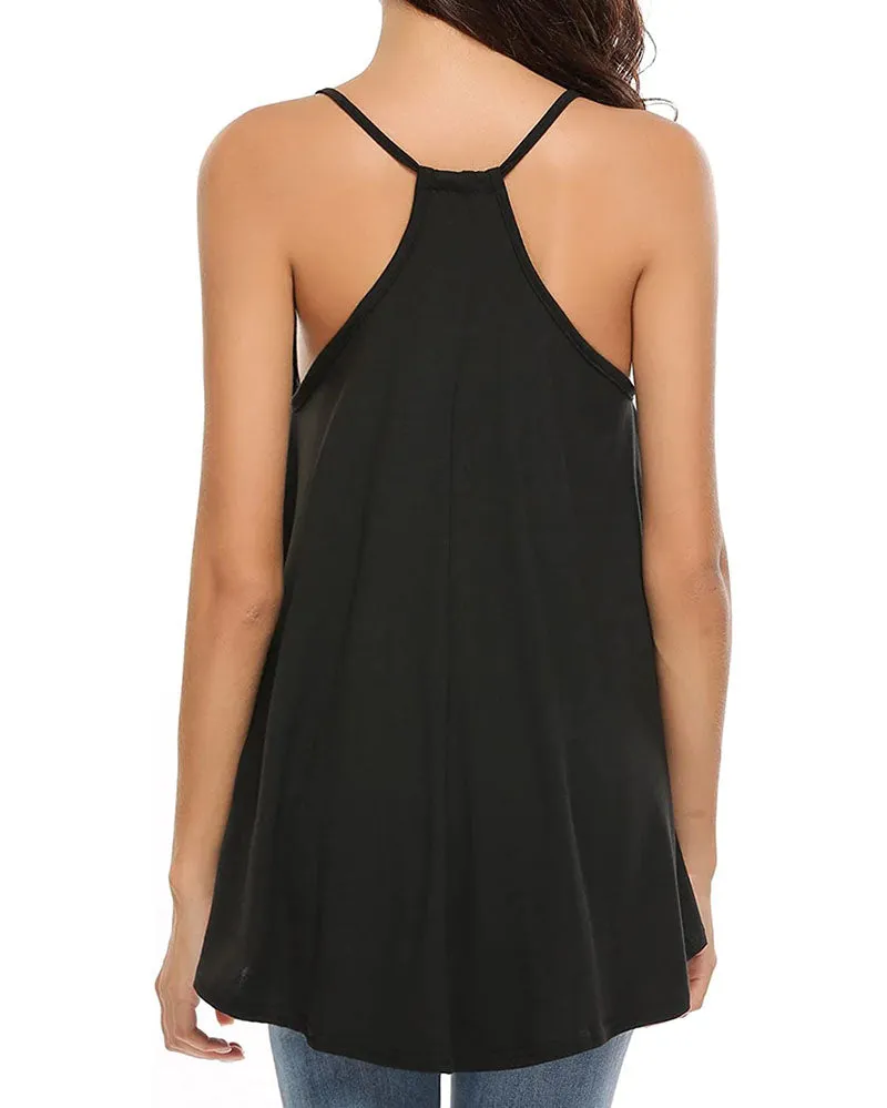 Women Tank Tops Summer Spaghetti Strap Cami Top Shirt Loose Flowy Cotton Racerback Blouses - Zeagoo (Us Only)