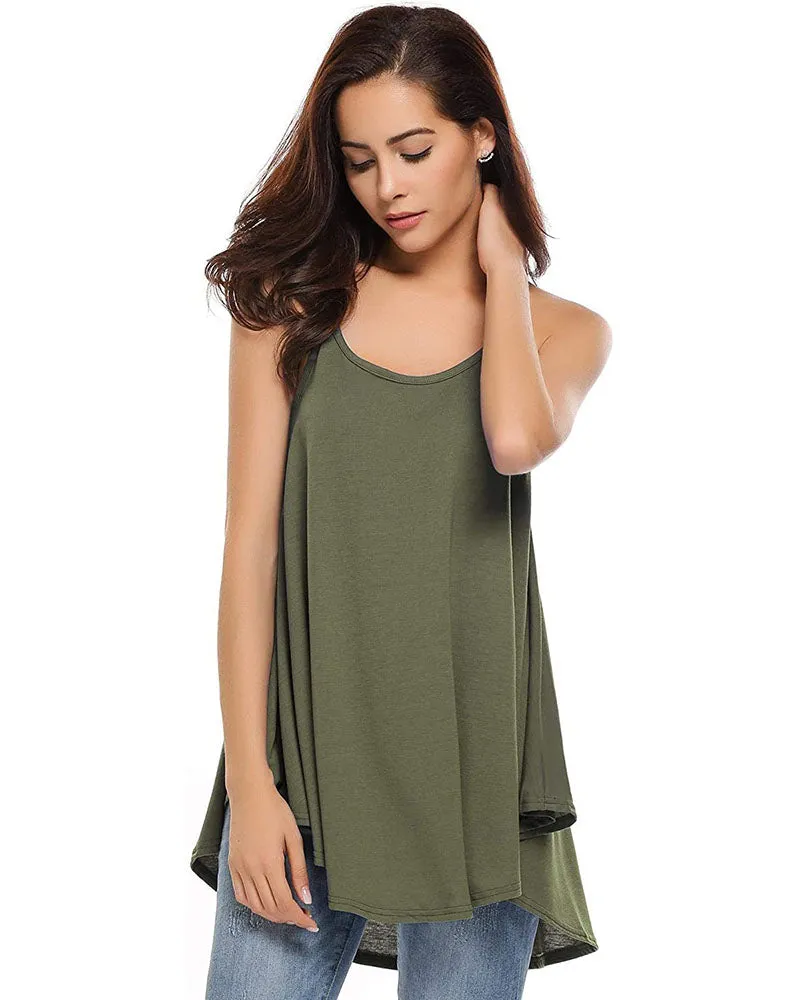 Women Tank Tops Summer Spaghetti Strap Cami Top Shirt Loose Flowy Cotton Racerback Blouses - Zeagoo (Us Only)
