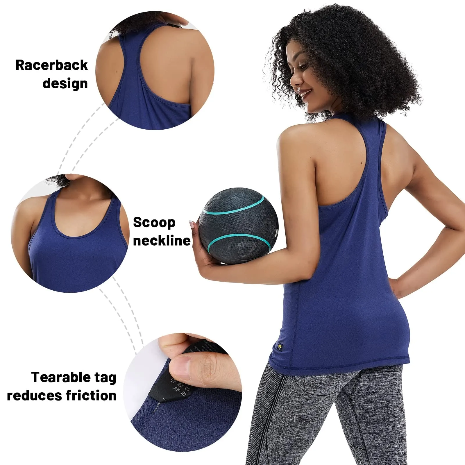 Women's Athletic Workout Racerback Tank Top Sleeveless Shirts