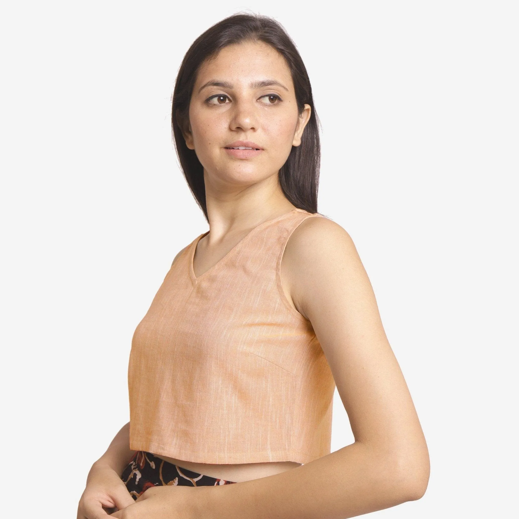 Yellow Yarn Dyed Cotton Sleeveless Crop Top