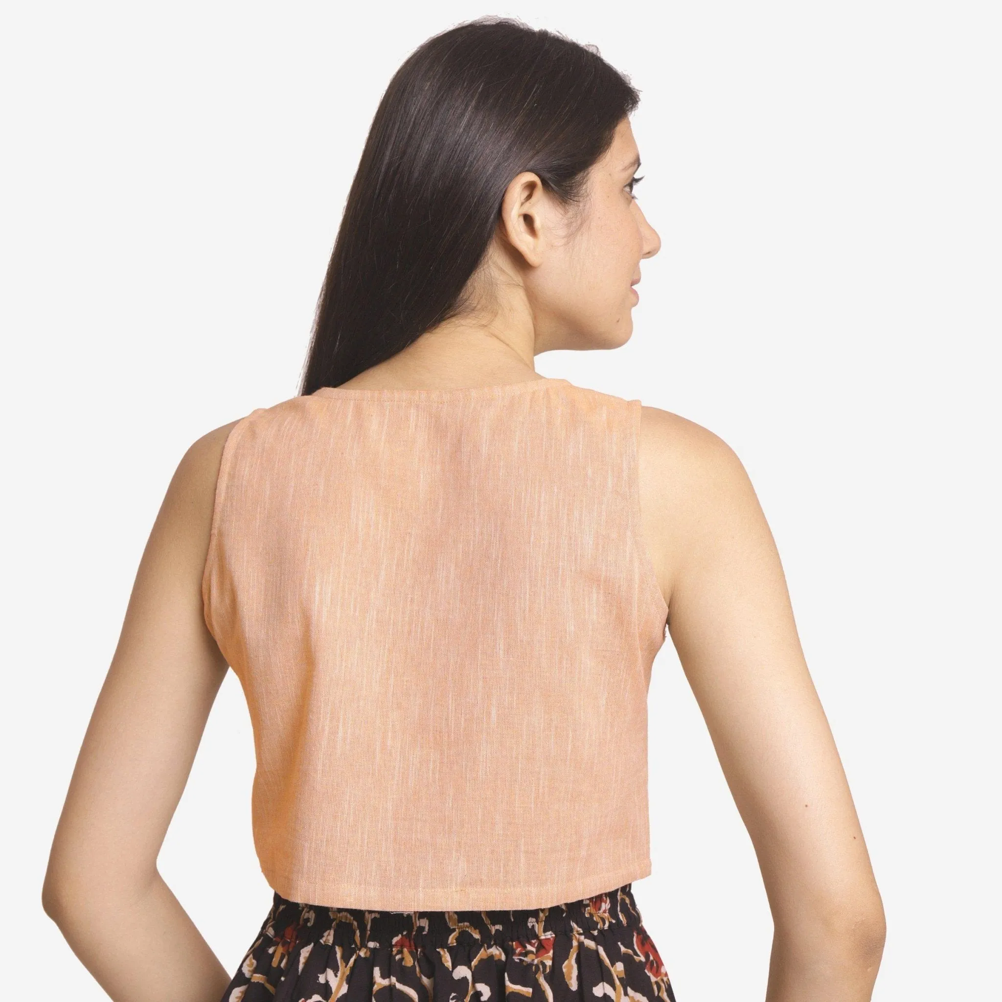 Yellow Yarn Dyed Cotton Sleeveless Crop Top